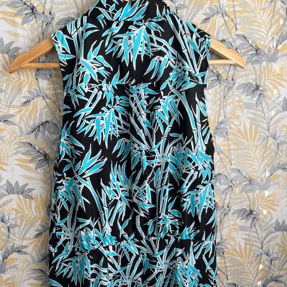 Michael Kors Blue & Black Button Up Sleeveless Collared Summer Dress Size 6 - Picture 3 of 8